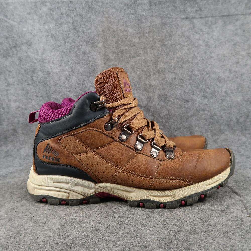 RBX Shoes Womens 7.5 Hiking Boots Brown Lace Up Mid Trail Trekking Outdoor Sport